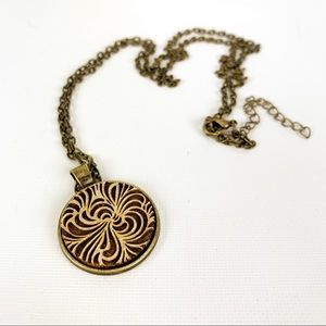 Wood Laser Engraved Geometric Pattern Necklace 24”